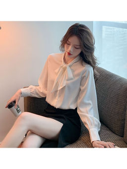 PARTIQ - White Solid Full Sleeves Shirt