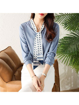 PARTIQ - Blue Solid Full Sleeves Top