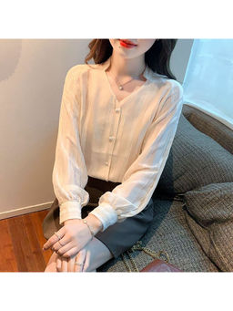 PARTIQ - White Solid Full Sleeves Shirt