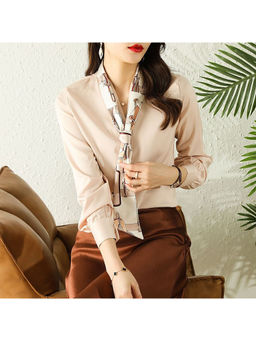 PARTIQ - Cream Solid Full Sleeves Top