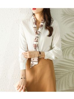 PARTIQ - White Solid Full Sleeves Top