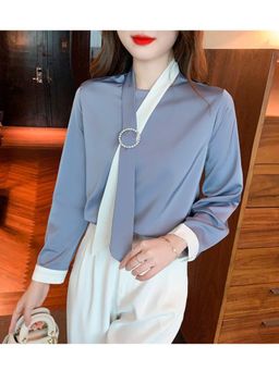 PARTIQ - Blue Solid Full Sleeves Top