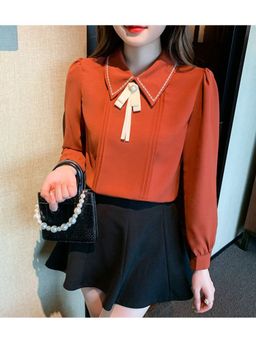 PARTIQ - Rust Solid Full Sleeves Top