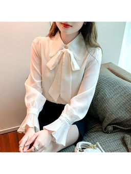 PARTIQ - White Solid Full Sleeves Shirt