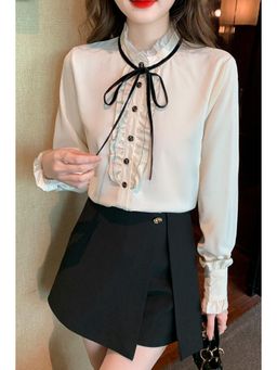 PARTIQ - White Solid Full Sleeves Top
