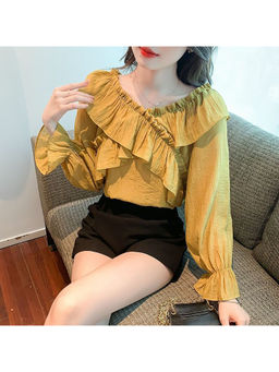PARTIQ - Yellow Solid Full Sleeves Top