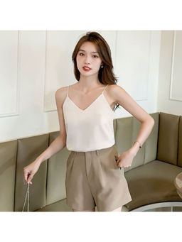 PARTIQ - Cream Solid Sleeveless Top