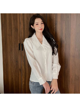 PARTIQ - White Solid Full Sleeves Shirt