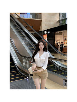 PARTIQ - White Solid Three Fourth Sleeves Shirt