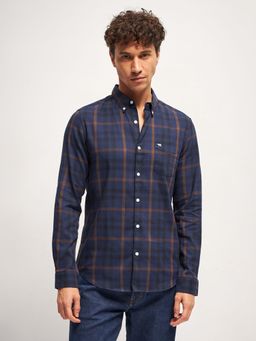 The Bear House - Navy Blue Checks Slim Fit Casual Shirt