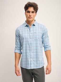 The Bear House - Blue Checks Slim Fit Casual Shirt