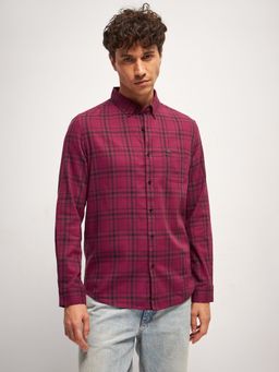 The Bear House - Pink Checks Slim Fit Casual Shirt