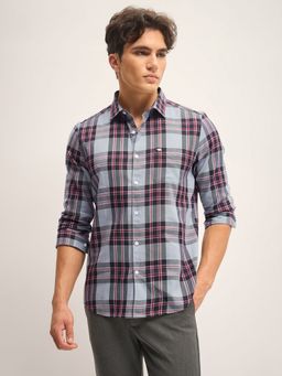 The Bear House - Grey Checks Slim Fit Casual Shirt