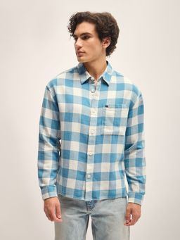 The Bear House - Blue Checks Relaxed Fit Overshirt