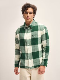 The Bear House - Green Checks Relaxed Fit Overshirt