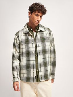 The Bear House - Green Checks Regular Fit Overshirt
