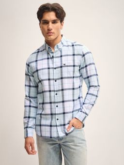 The Bear House - Blue Checks Slim Fit Casual Shirt