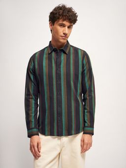 The Bear House - Multi-Color Striped Slim Fit Casual Shirt