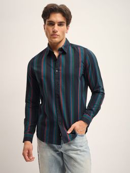 The Bear House - Multi-Color Stripe Slim Fit Casual Shirt