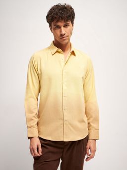 The Bear House - Yellow Cotton Tie and Dye Slim Fit Casual Shirt