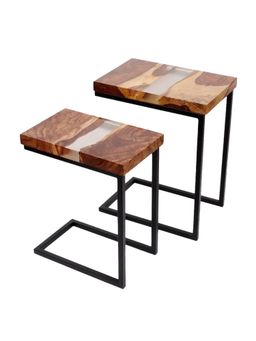Wewood - Nesting Table Sheesham Wood with Resin Finish (Set Of 2)