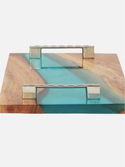 Wewood - Elegant Wooden Tray - Blue Resin Design