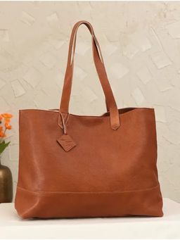 Jalwa By Deepika - Oversized Brown Handcrafted Genuine Leather Tote Bag