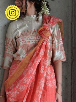 Chidiyaa - Grey Mashru Silk Blouse