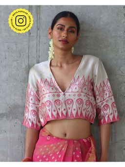 Chidiyaa - Off White Mashru Silk Blouse