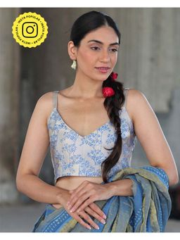Chidiyaa - Off White Mashru Silk Blouse