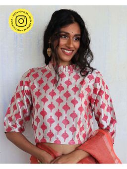 Chidiyaa - Grey Mashru Silk Blouse