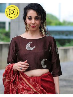 Chidiyaa - Brown Mashru Silk Blouse