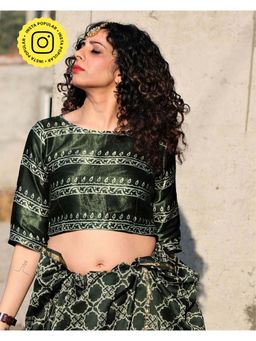 Chidiyaa - Green Mashru Silk Blouse