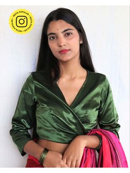 Chidiyaa - Green Mashru Silk Blouse
