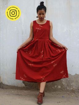 Chidiyaa - Red Cotton Dress