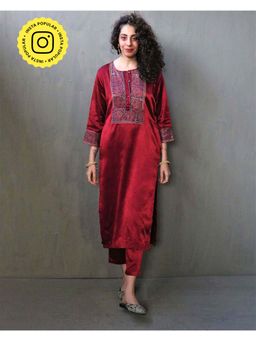 Chidiyaa - Rubaa Handprinted Mashru Silk Kurta Set