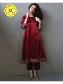 Chidiyaa - Scarlette Handprinted Mashru Silk Kurta Set