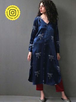 Chidiyaa - Bhamerii Handprinted Mashru Silk Kurta Set