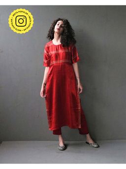 Chidiyaa - Rubahii Handprinted Mashru Silk Kurta Set