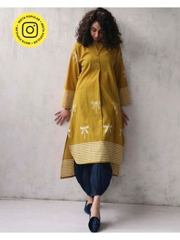 Chidiyaa - Yellow Cotton Kurti, Pant (Set of 2)