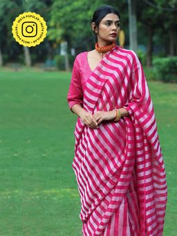 Chidiyaa - Bageecha Gulaab Handwoven Linen Saree
