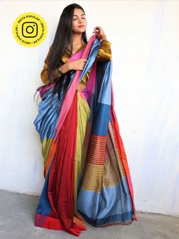 Chidiyaa - Holi Satrang Handwoven Pure Cotton Viscose Saree