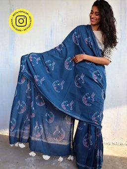 Chidiyaa - Butterfly Girls Greta Handblockprinted Cotton Saree