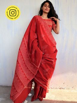 Chidiyaa - Butterfly Girls Cynthia Hand Blockprinted Cotton Saree