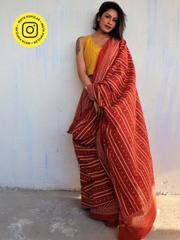Chidiyaa - Butterfly Girls Caria Handblockprinted Cotton Saree