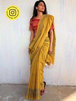 Chidiyaa - Butterfly Girls Kimana Handblockprinted Cotton Saree