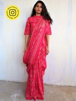 Chidiyaa - Butterfly Girls Bira Hand Blockprinted Cotton Saree