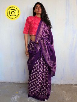 Chidiyaa - Butterfly Girls Dione Handblock Printed Cotton Saree