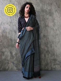 Chidiyaa - Kohl Gazal Handblockprinted Cotton Saree