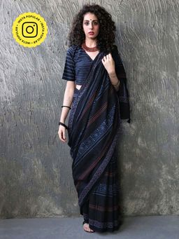 Chidiyaa - Kohl Zoya Handblockprinted Cotton Saree